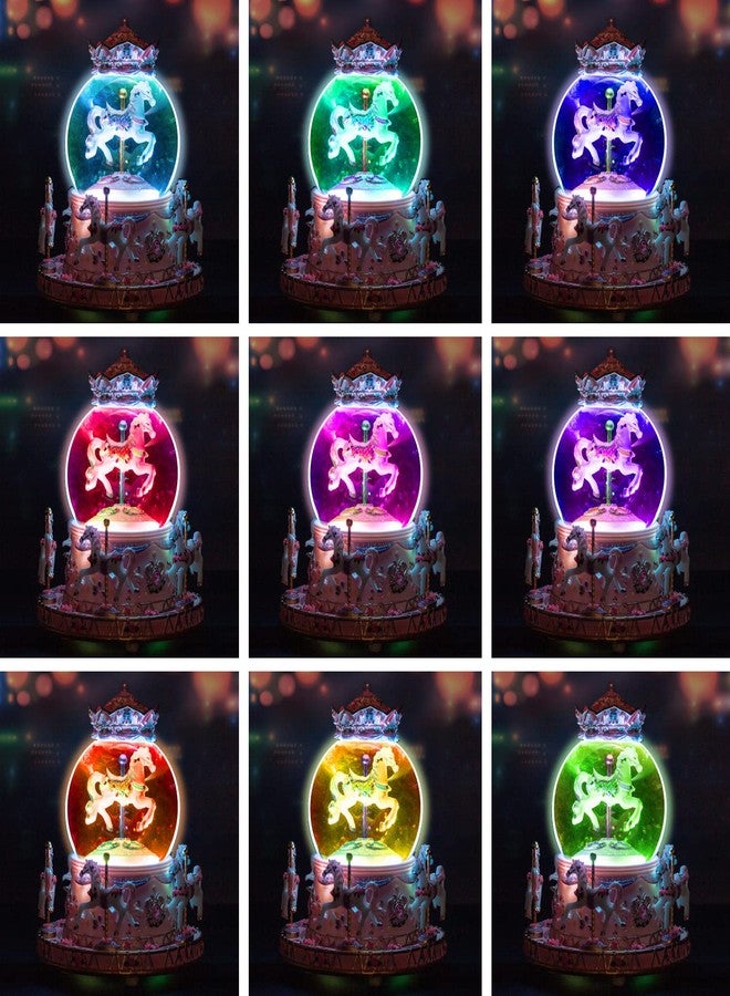 DANVON Gift Wrapped Carousel Horse Unicorn Toy Music Box Snow Globe Color Changing LED Lights for Women Kids Baby Girls Mom Daughter Granddaughter Christmas Birthday & Valentines Day Gift (Pink) - Image 3